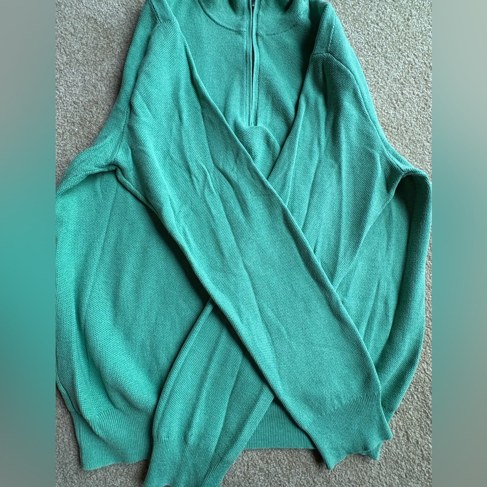 Ralph Lauren Men's teal Up  pull over  zip up collar Sweater